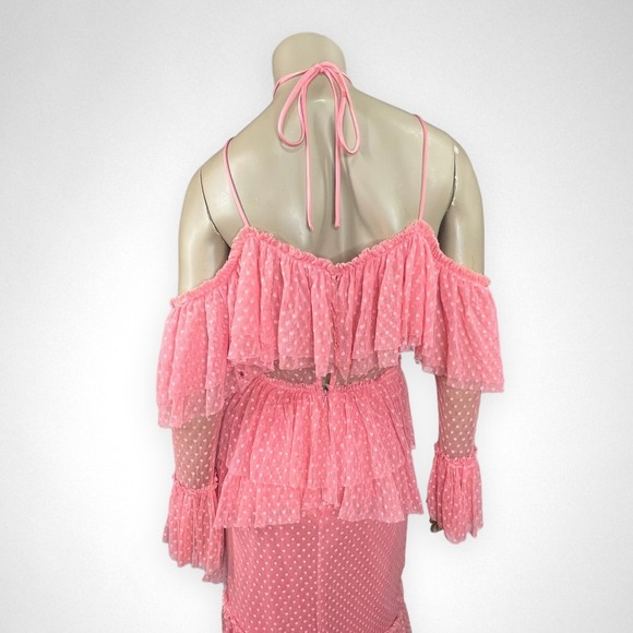 ASOS‎ Dobby Mesh Midi Dress With Asymmetric Ruffles 6 - Picture 5 of 10